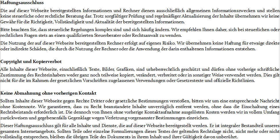 Rentenbesteuerung-Haftungsausschluss
